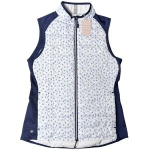 Peter Millar Women's Fuse Elite Hybrid Paisley Vest White/Navy Medium NWT $225